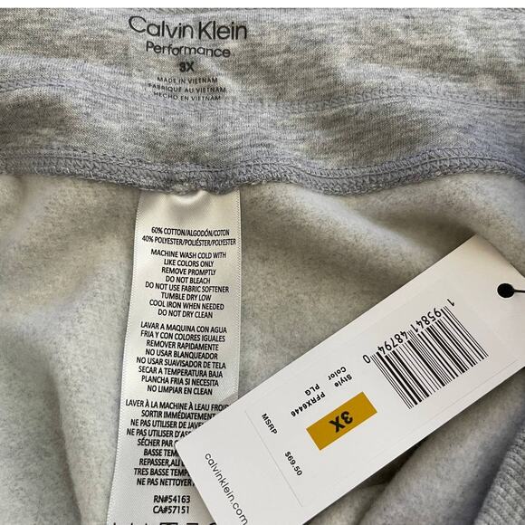 Calvin Klein Brushed Side Logo Performance Gray Jogger Pants Plus 3X NEW - Picture 6 of 15
